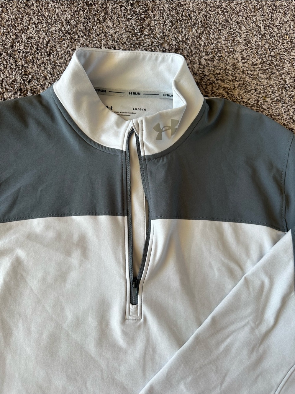 Under Armour Gray and White Quarter-Zip Performance Pullover